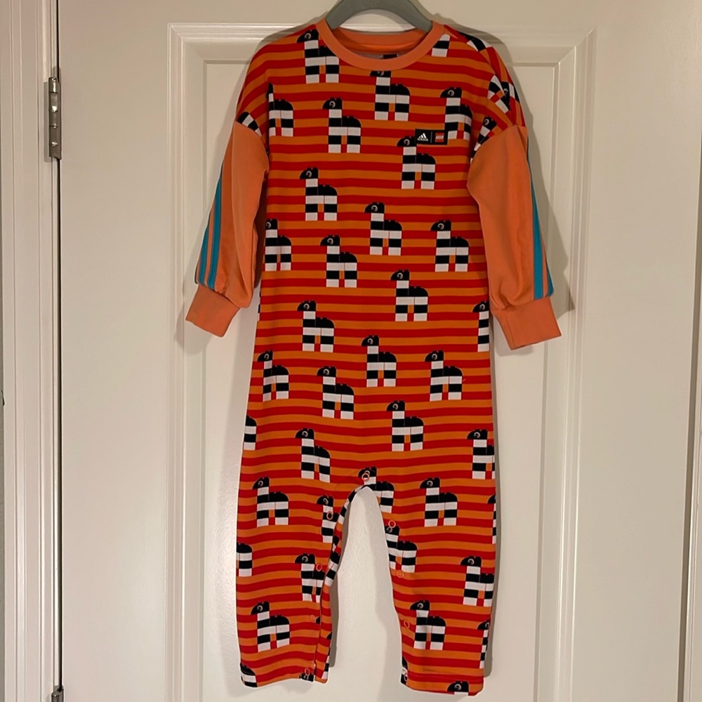 Boys Kids Adidas and Lego Duplo One Piece Sleeper Pajamas size 2T
